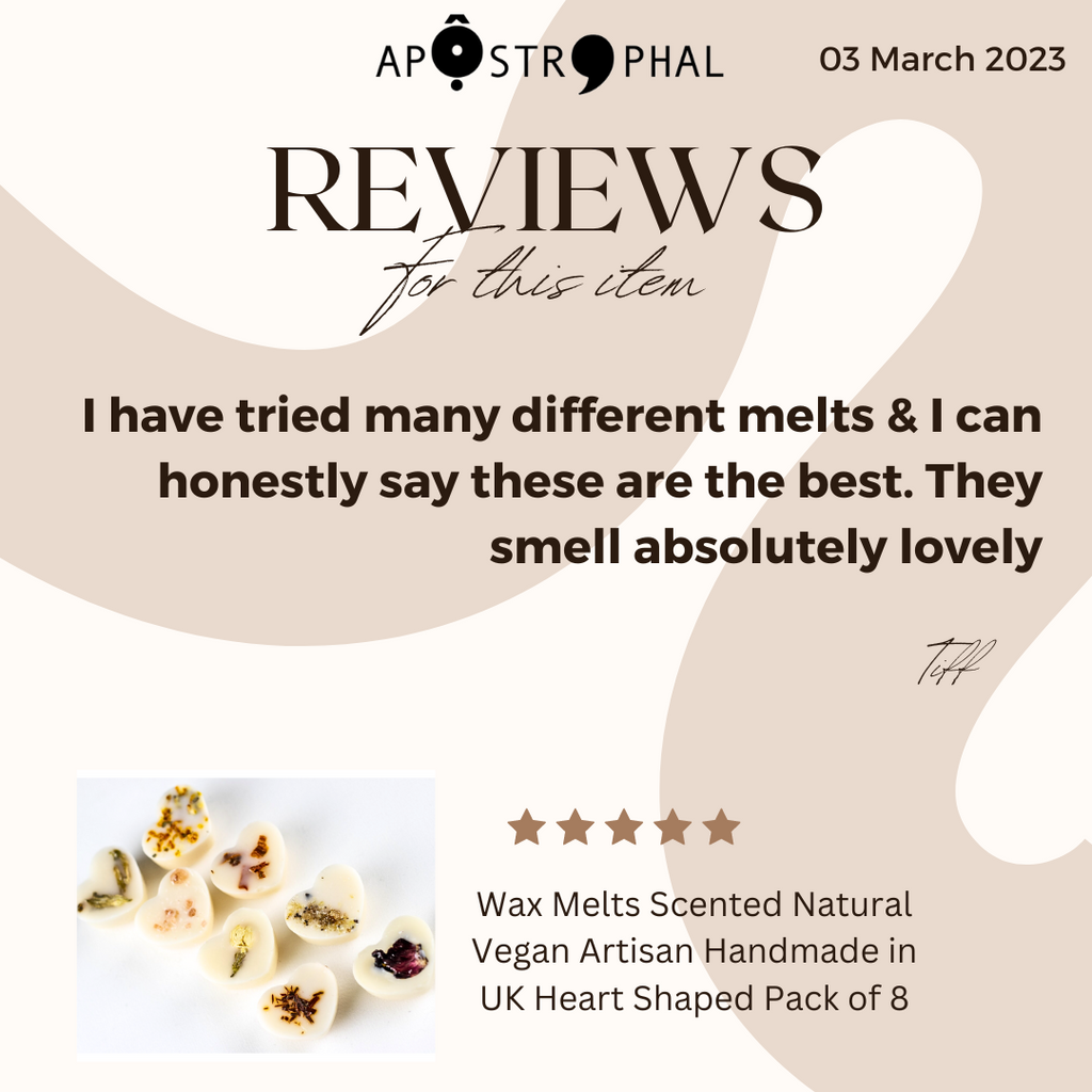 Wax Melts Scented Natural Vegan Artisan Handmade in UK Heart Shaped Pack of 8