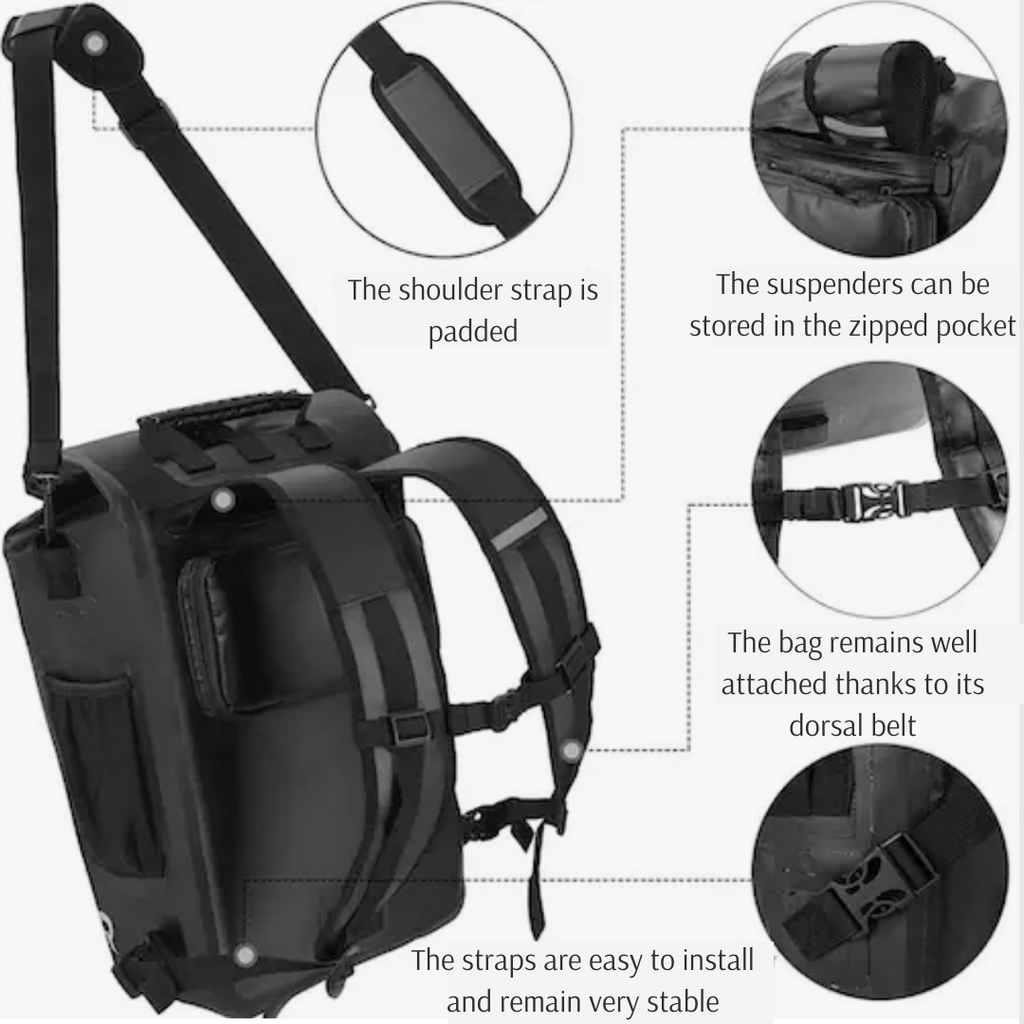 Stylish Bike Pannier Rack Backpack Waterproof Rolltop Messenger Bag 25L Military Green Black