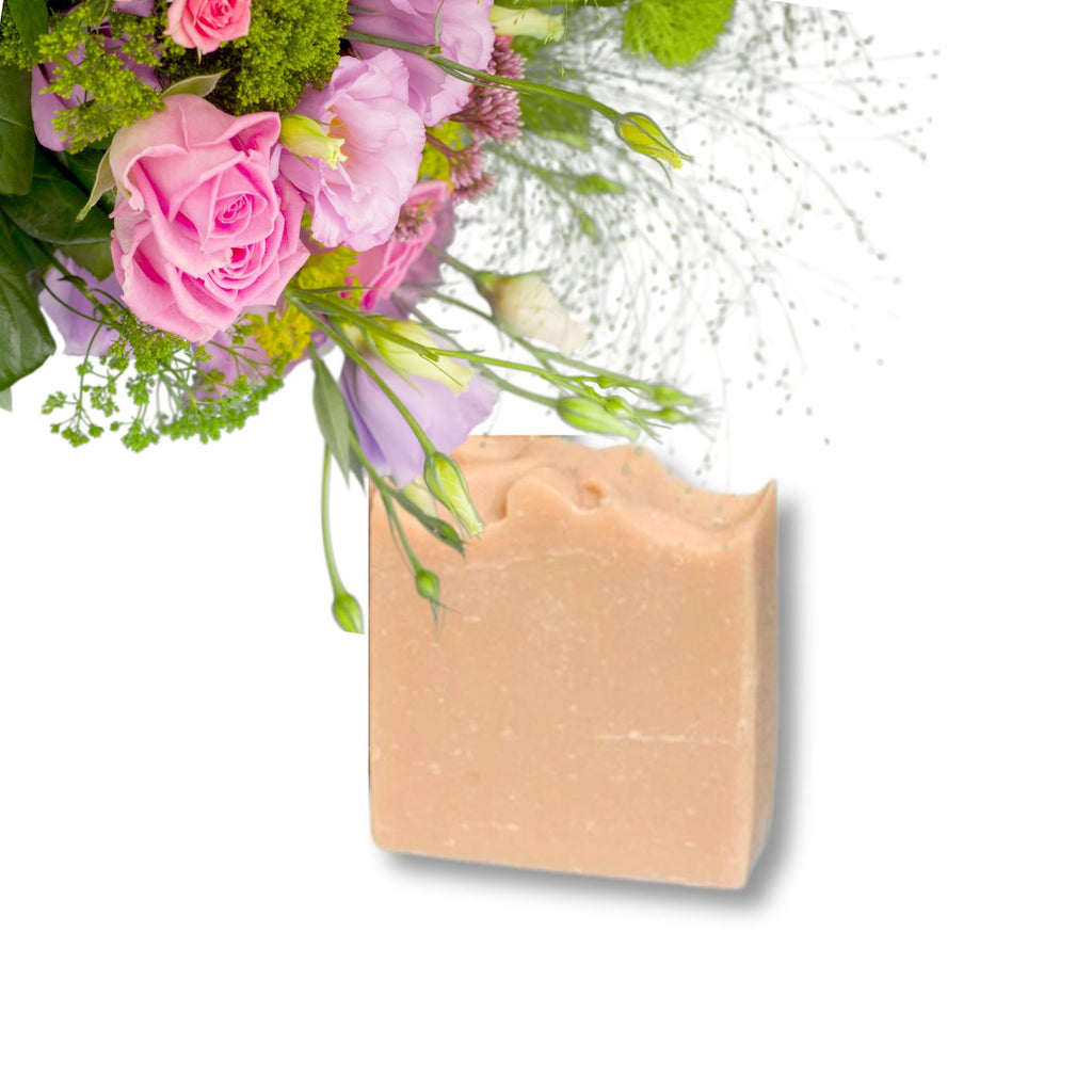 Flowery Soap Bar Pink Clay Detoxifying Natural Artisan Goat Milk Handmade in Cheshire