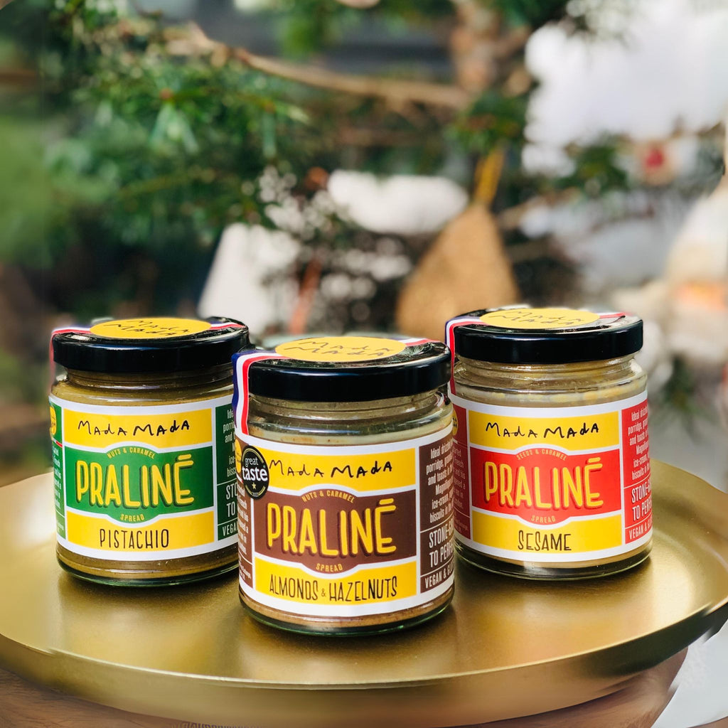 Trio Praliné Christmas Gift Set Awarded Artisan Paste Nut Butter Spread Vegan Handmade in UK