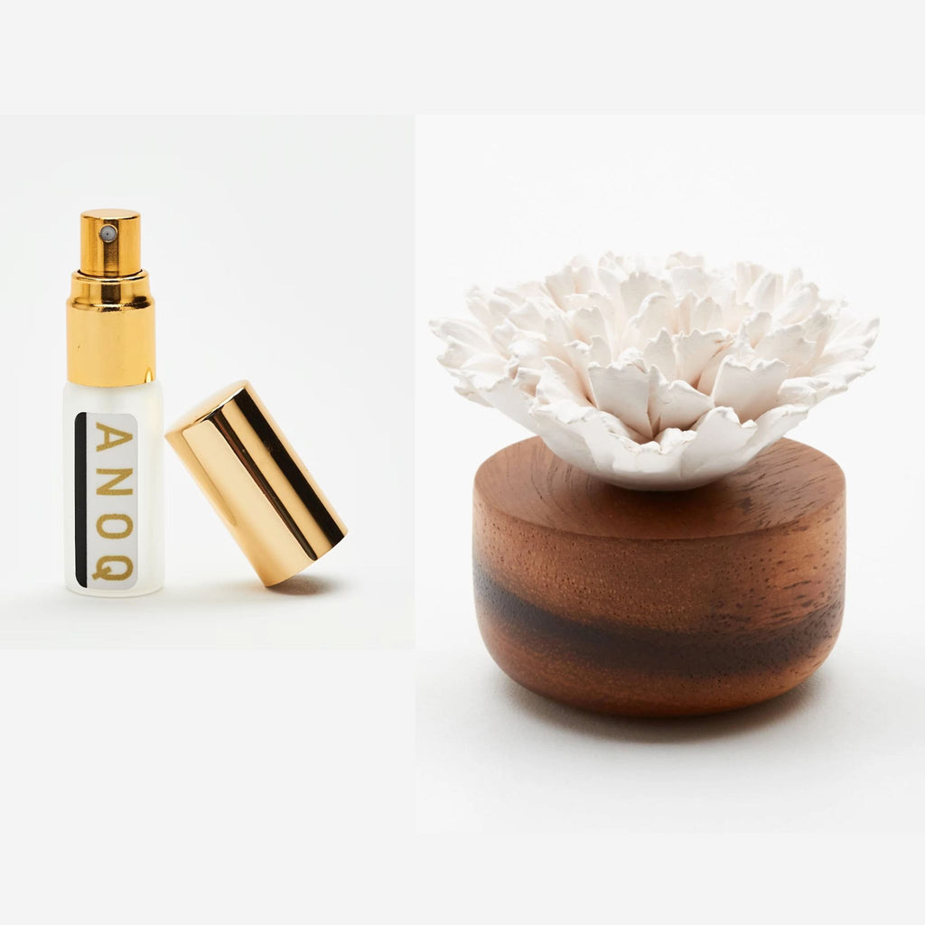 Gift Set Oil Diffuser Ceramic Handmade Aromatherapy White Japanese Carnation & Perfume