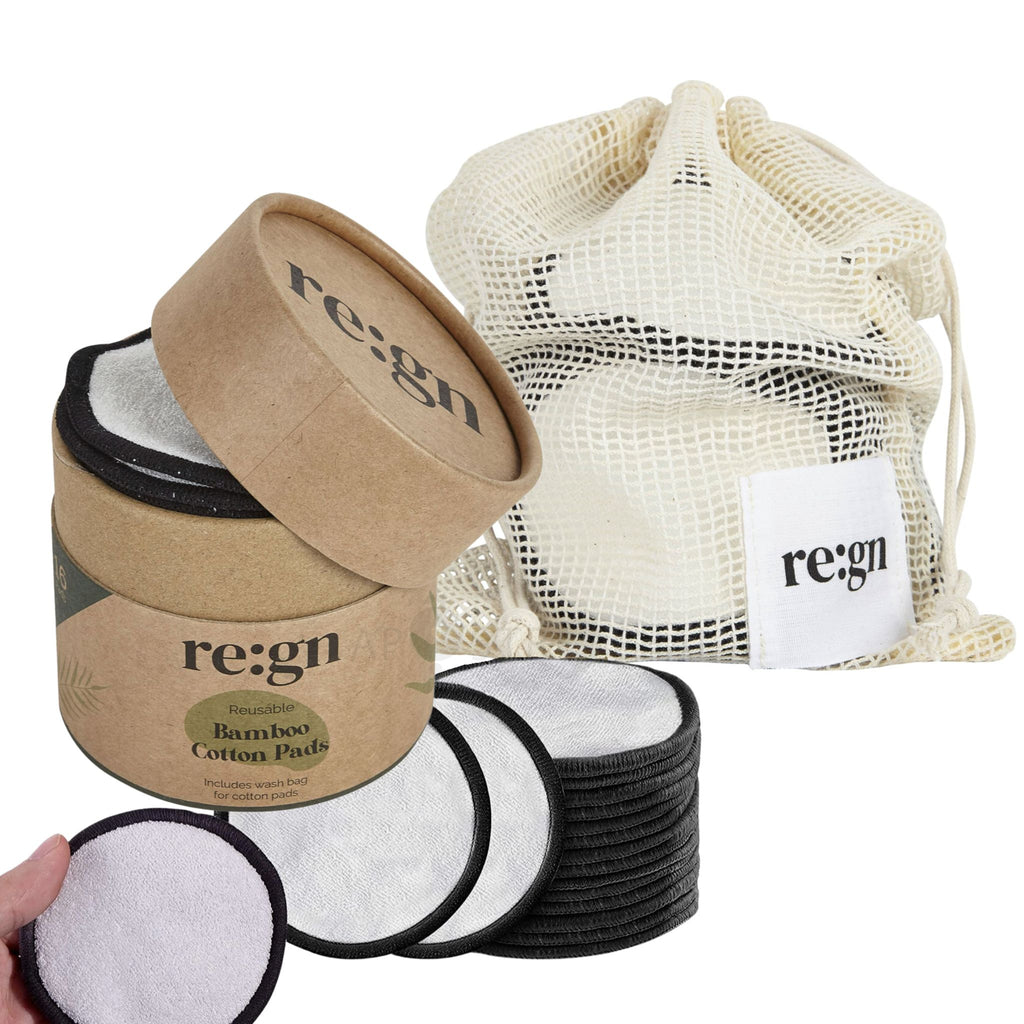 Premium Reusable Makeup Remover Bamboo Pads 16 Pack + Wash Bag & Storage Box
