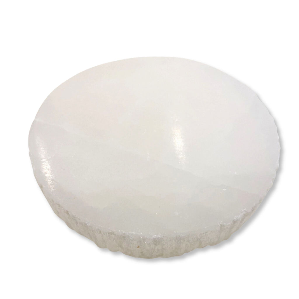 Selenite Charging Plate Round 10x2cm Purification Healing Crystals Gemstones Meditation