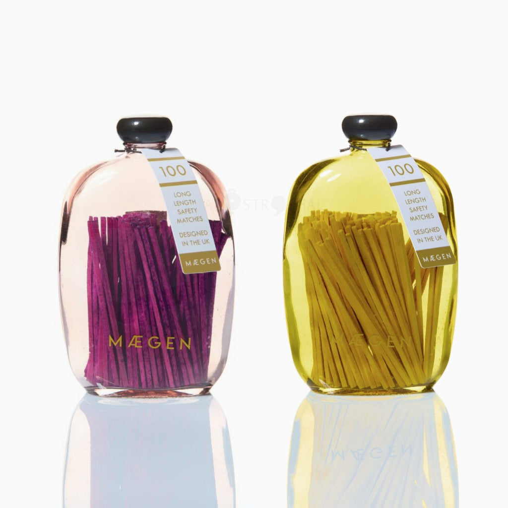 Luxury Long Matches in Glass Bottle x 100, Candles, Gift - Purple or Yellow