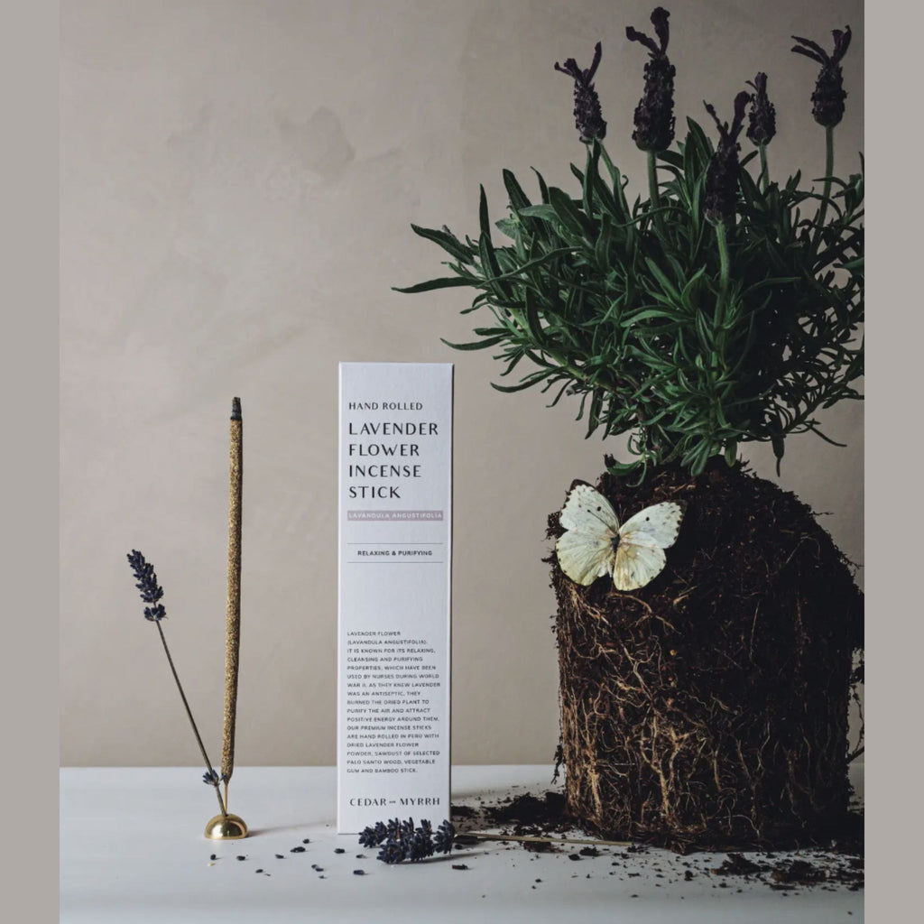 Gift Set Premium Incense Sticks Palo Santo Black Copal Lavender 3 Boxes & Gold Dome Holder