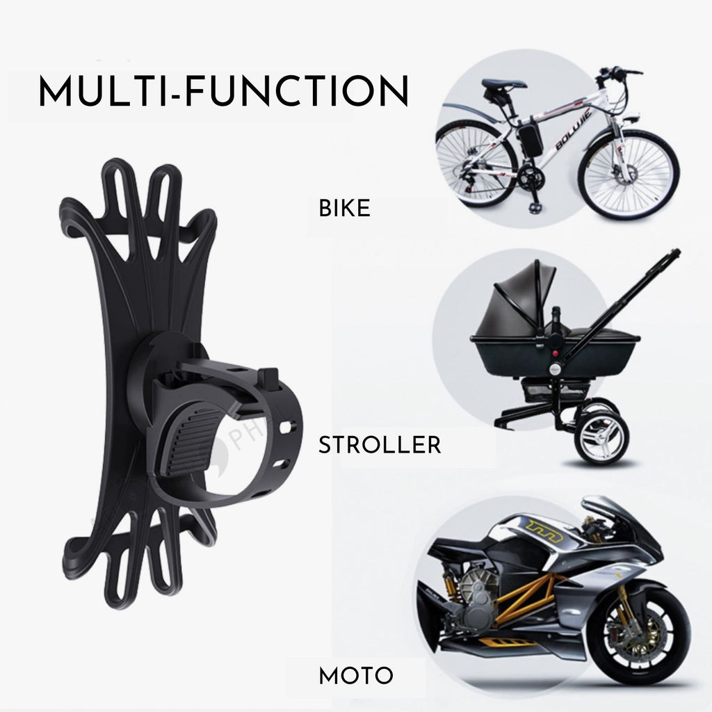 Bike Phone Holder Premium Silicone 360° Rotatable Adjustable Motorcycle Phone Mount
