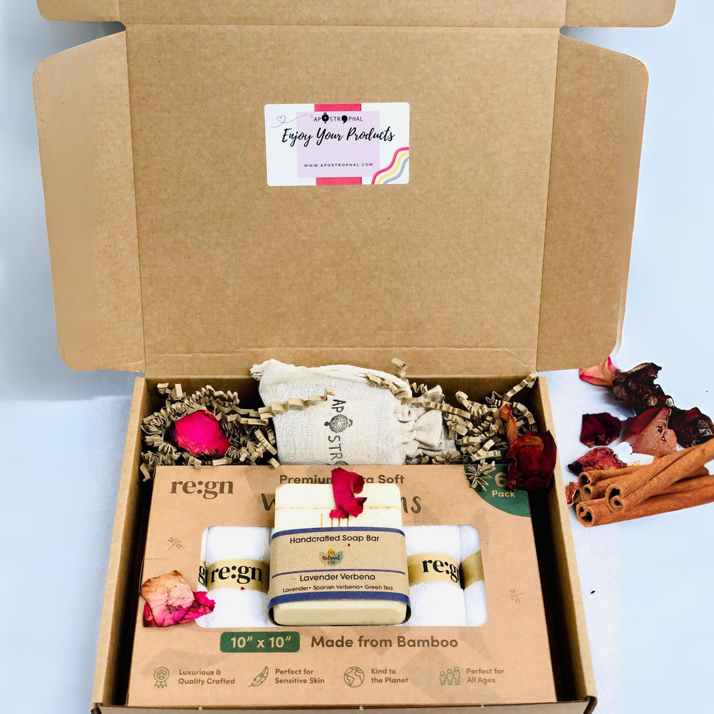 Pamper Christmas Gift Set Premium Washcloths Refillable Candle Soap Bar Unisex Boxed