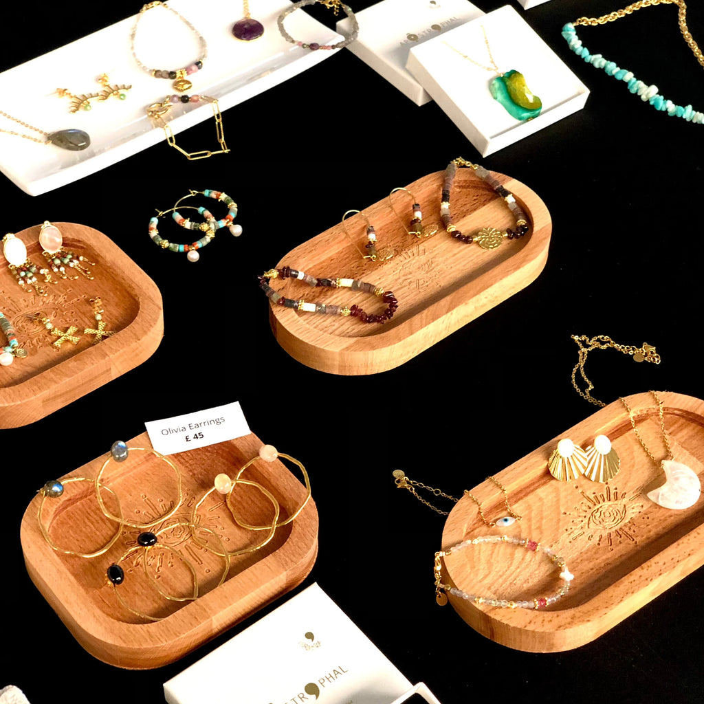 Crystals Dish Gemstone Holder Jewellery Tray Oval Sustainable Beech Wood Handmade