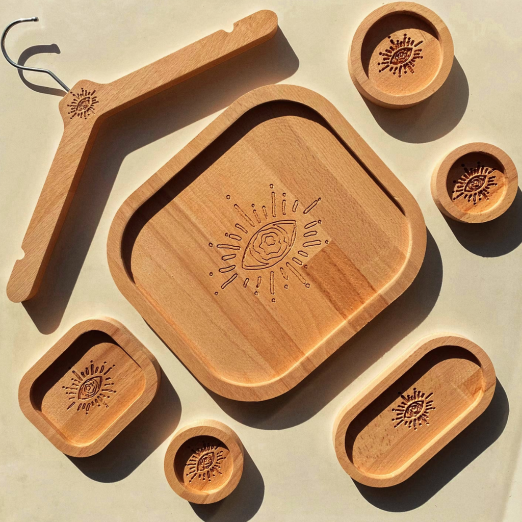 Crystal Holder Jewellery Tray Gemstone Dish Sustainable Beech Wood Artisan Handmade