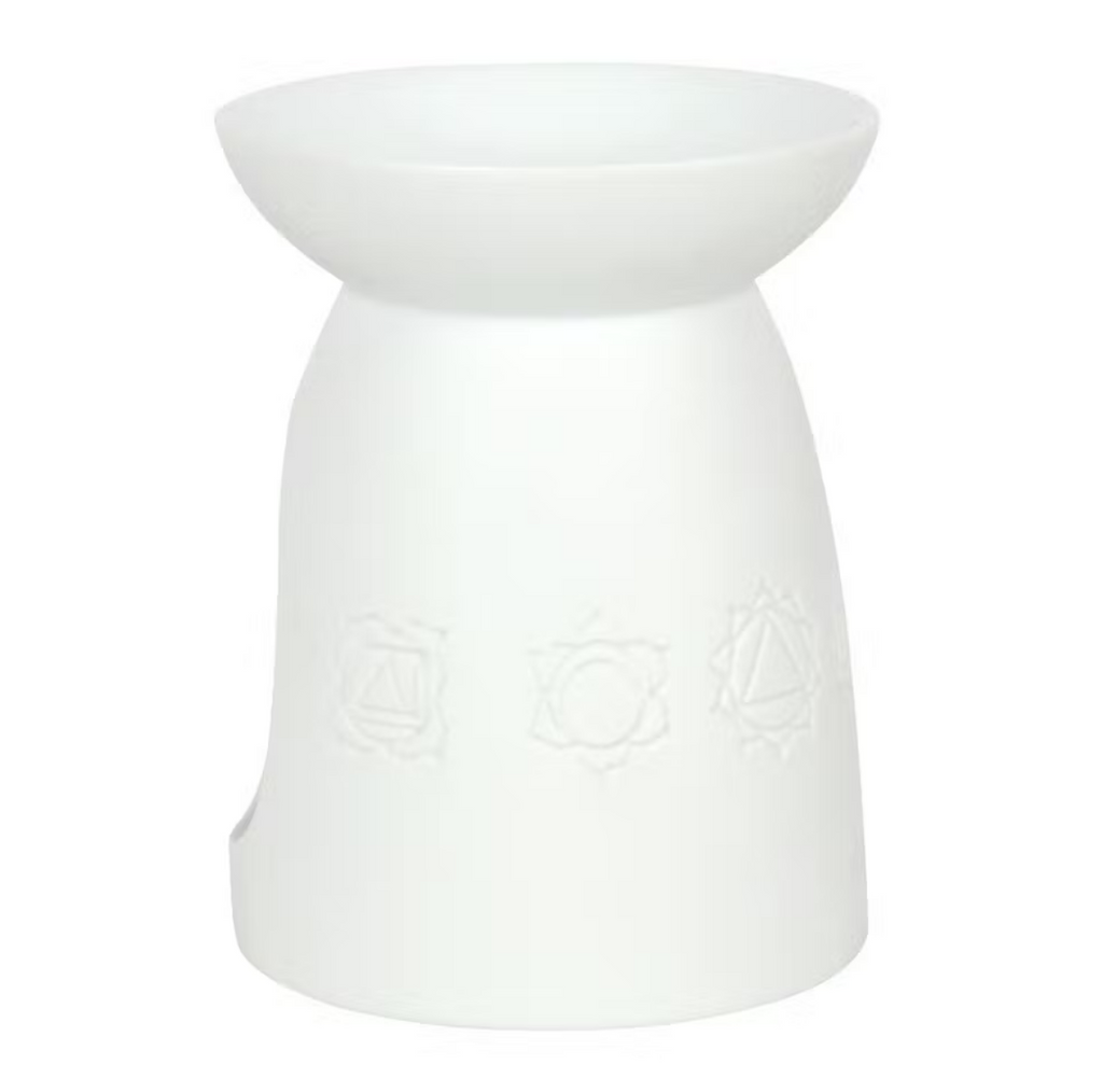 Oil Burner Wax Melts Tea Light Holder White Ceramic Seven Chakra Gift Boxed