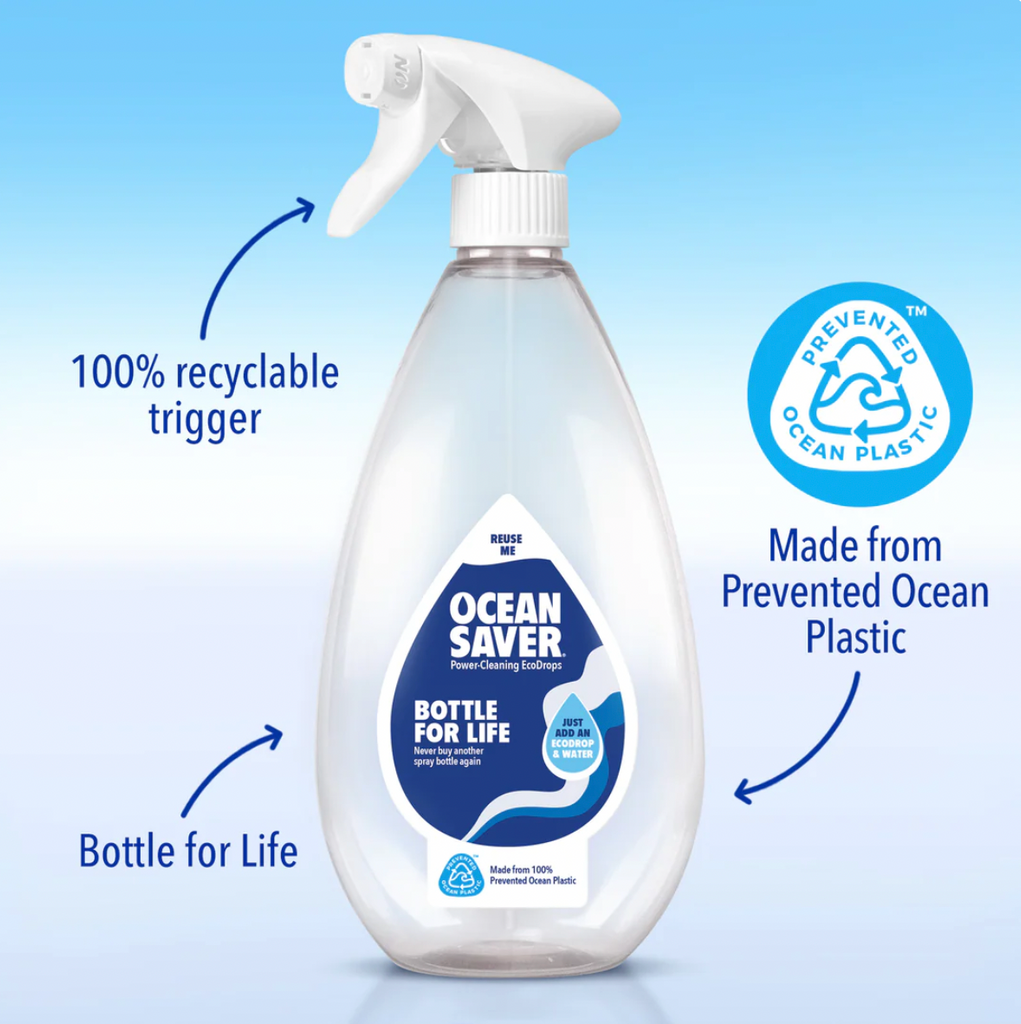 OceanSaver EcoDrop Home Cleaning Bundle 5 Pack with Refillable Bottle Recycled Plastic