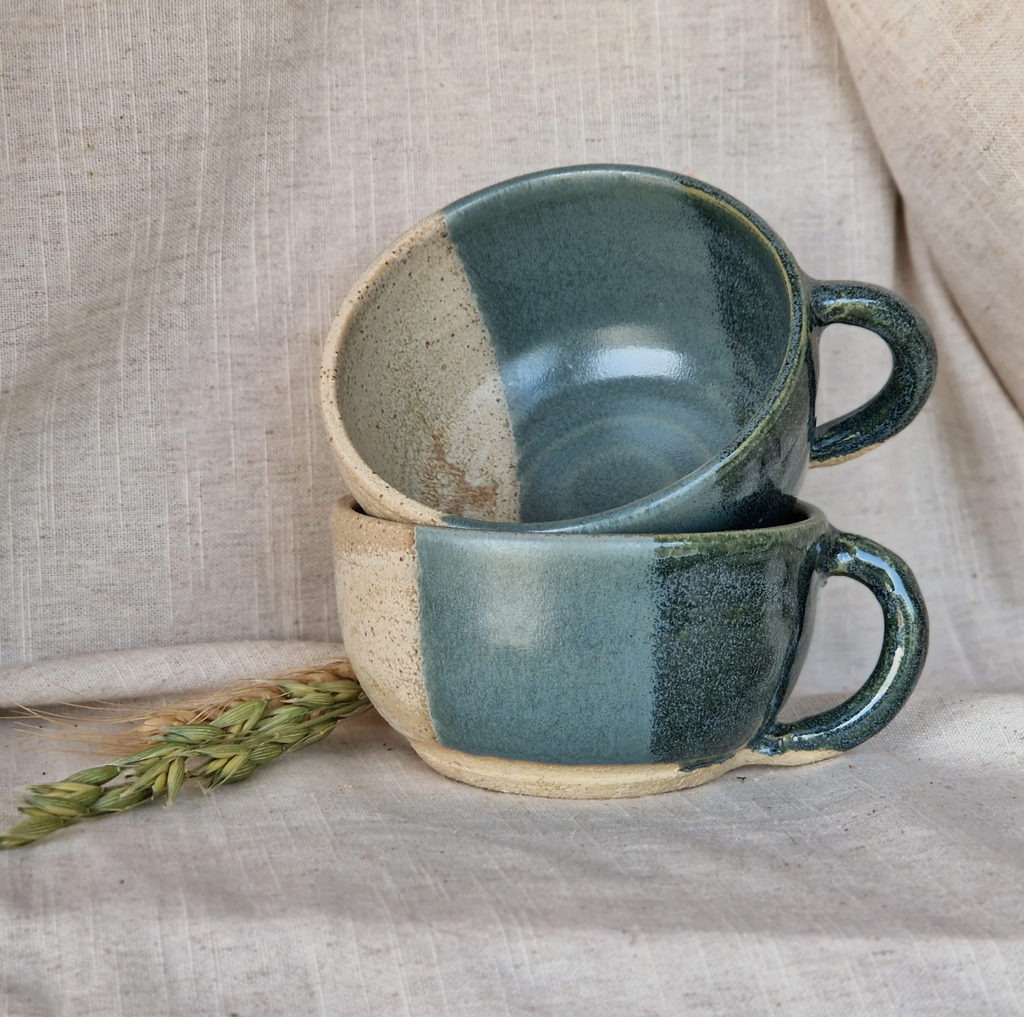 Gift Ceramic Bowl Mug Tea Coffee Espresso Handmade Mountains & Oceans 300ml