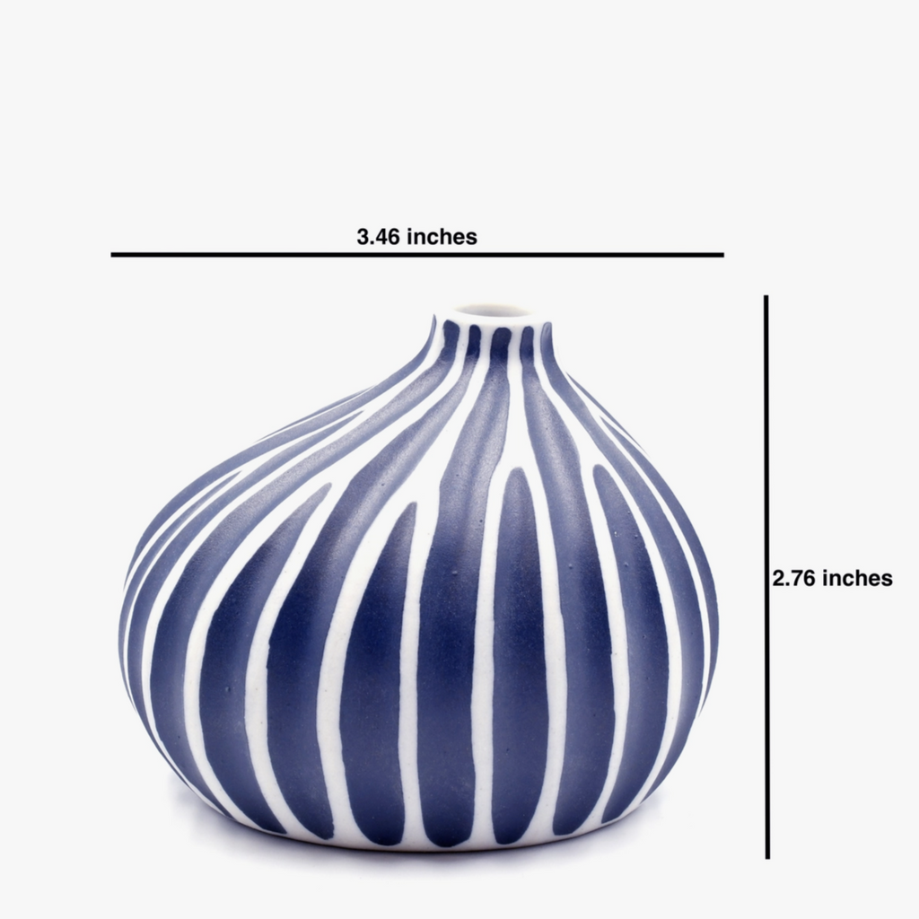 Porcelain Bud Vase & Bird Unique Duo Gift Set Handmade Ceramic Blue & White