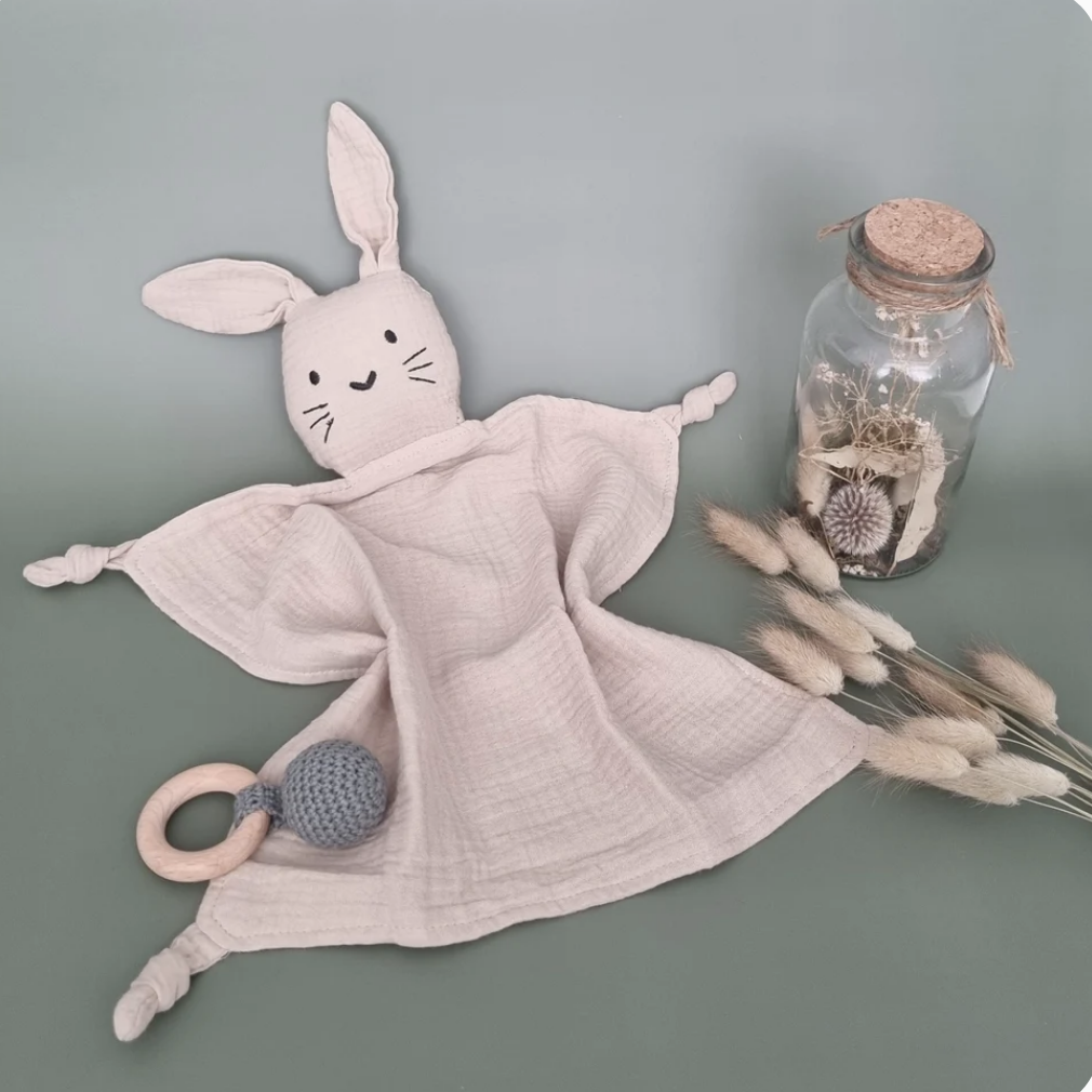 Baby Shower Gift Hamper Set Rabbit Cuddle Cloth Crochet Rattle Bib Girl & Boy
