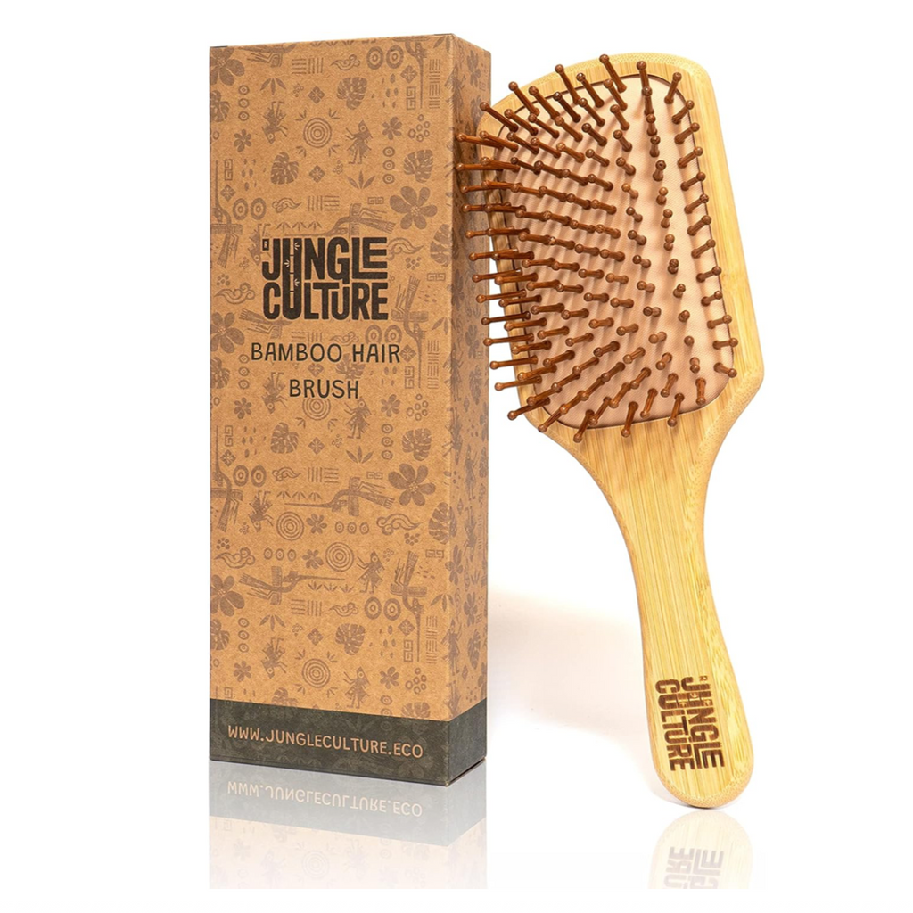 Bamboo Hairbrush Paddle Wooden Pins & Natural Rubber Sustainable Plastic Free