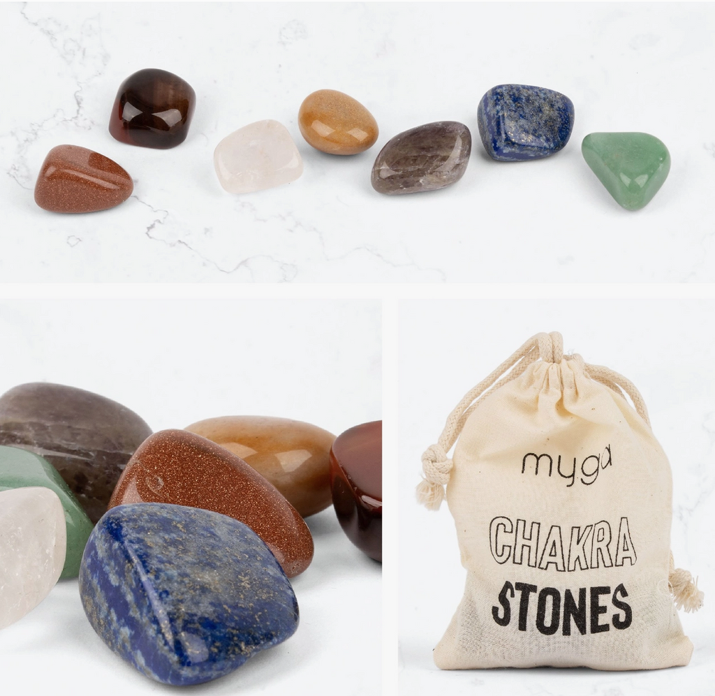7 Chakra Natural Healing Crystals Worry Stones for Meditation and Reiki with Storage Bag