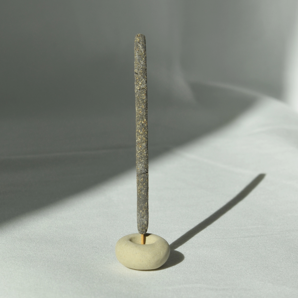 Mini Ceramic Pebble Incense Holder Beige or Grey