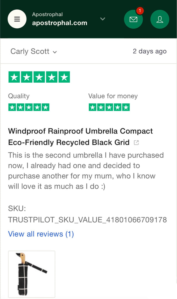 Windproof Rainproof Umbrella Duck Head Handle Compact Eco-Friendly Recycled Olive Green