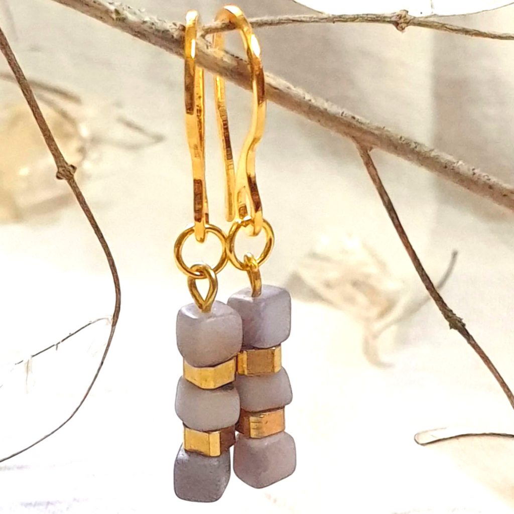 Tagua Nut Earrings Mini Squares Organic Jewellery Handmade in UK (Various Colours)