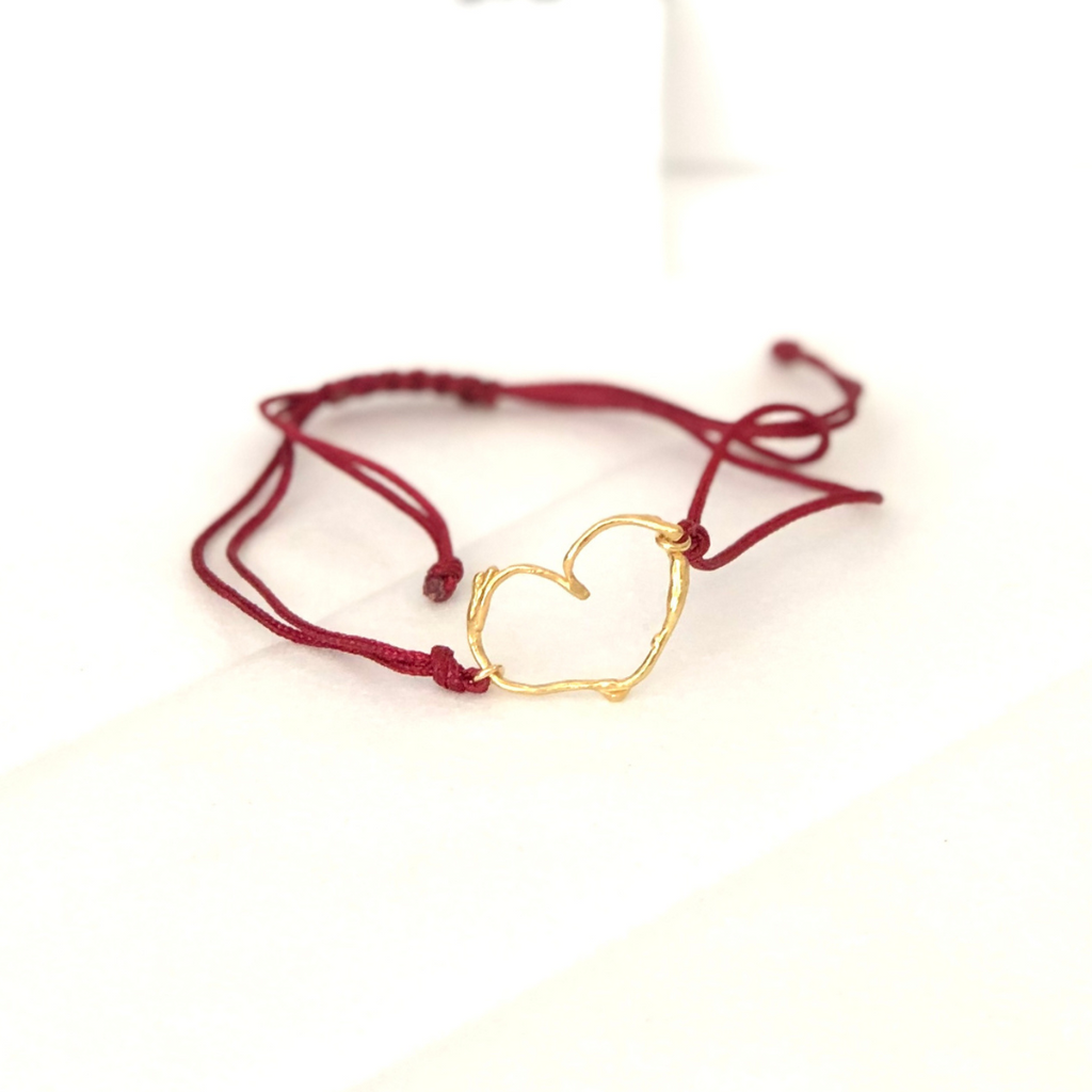 Heart Bracelet 14K Gold Plated Silver Real Jasmine Twig - Organic Handmade Jewellery