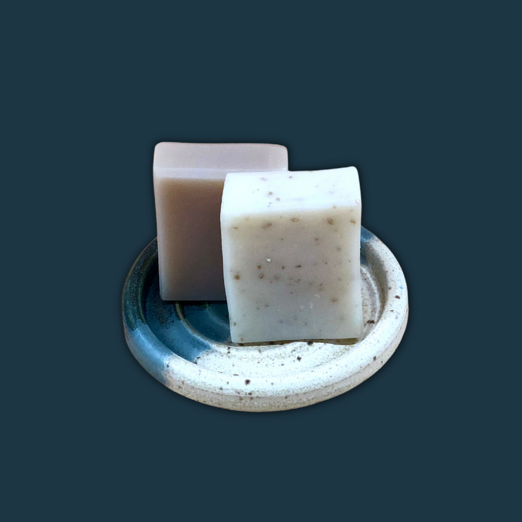 Ceramic Soap Dish + 2 Vegan Soap Bars Gift Set Handmade In UK