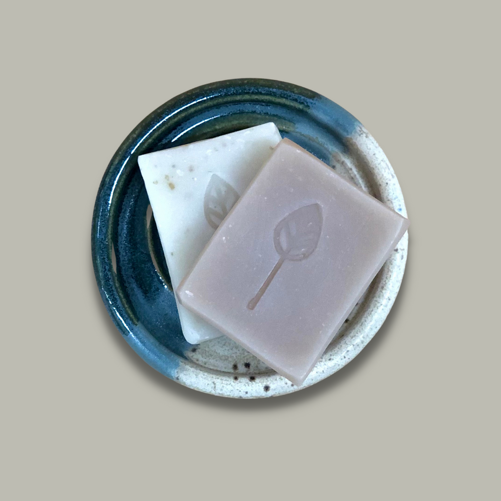 Christmas Gift Ceramic Soap Dish + 2 Vegan Soap Bars Handmade UK Mountains & Oceans