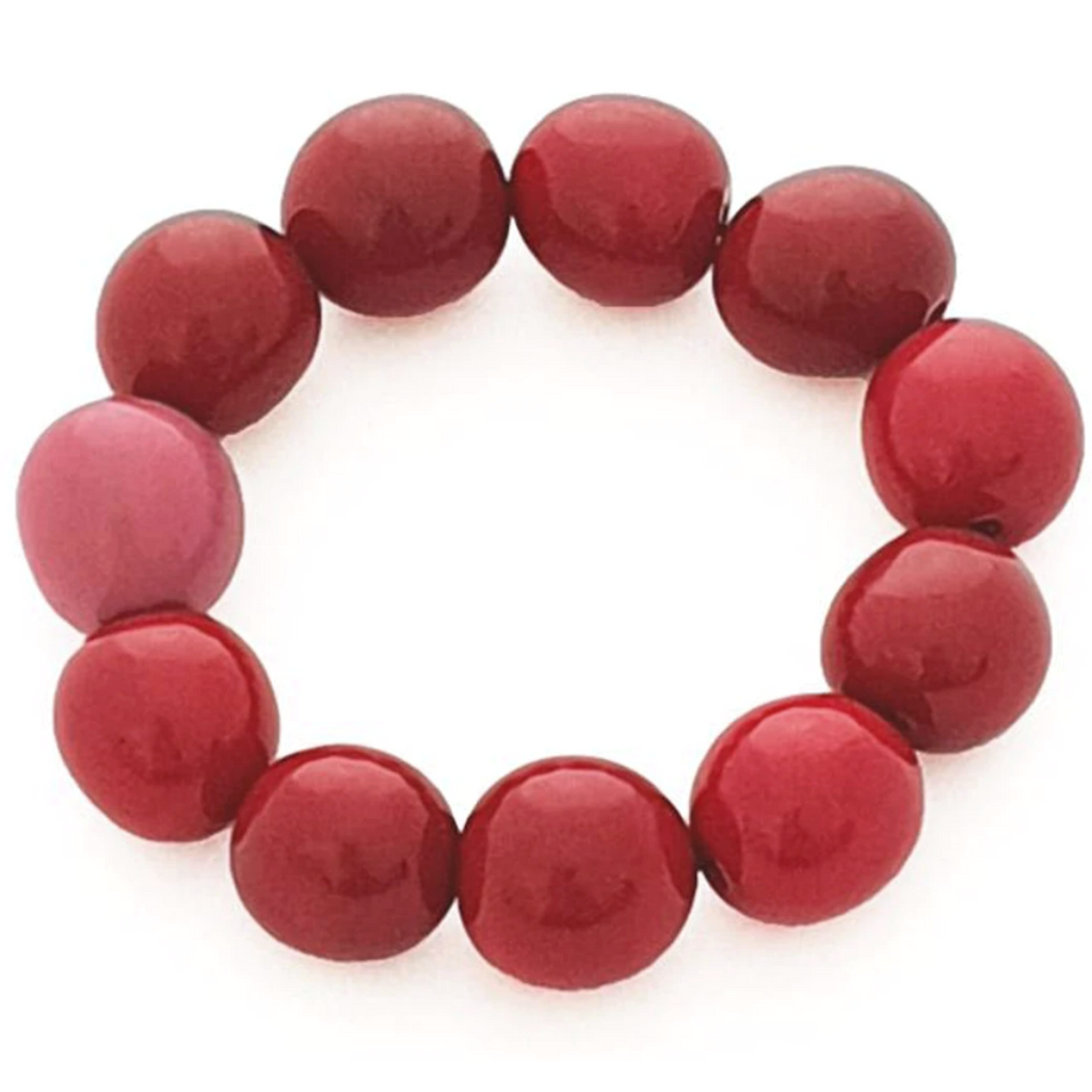 Tagua Nut Bracelet Organic Rainforest Jewellery Red Shades Handmade in UK