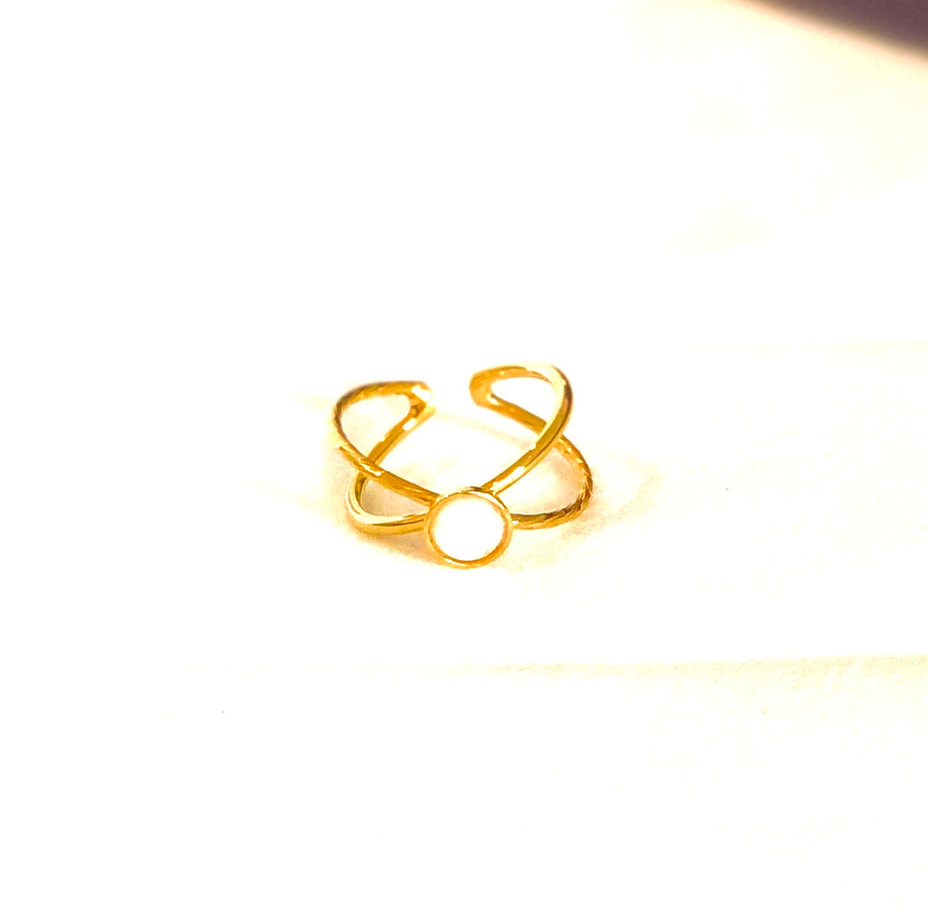 Criss Cross Ring 24K Gold Plated Gemstone Adjustable Fine Jewellery Jean