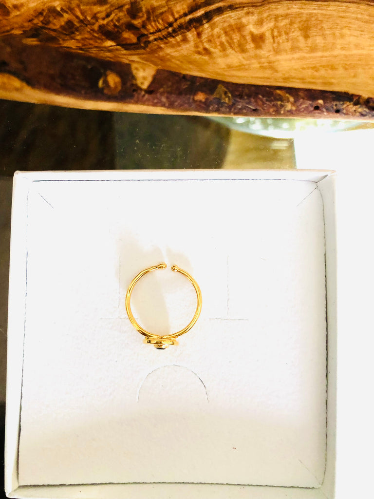 Sun Ring 24K Gold Plated Adjustable Amethyst - Artisan Handmade Jewellery