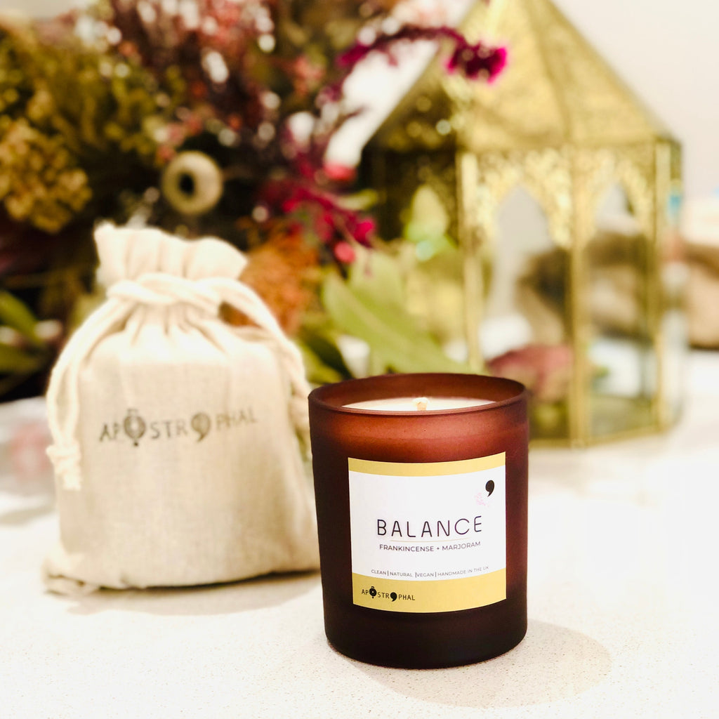 Frankincense, Cedarwood & Spices Comforting Candle BALANCE Refillable Handmade UK