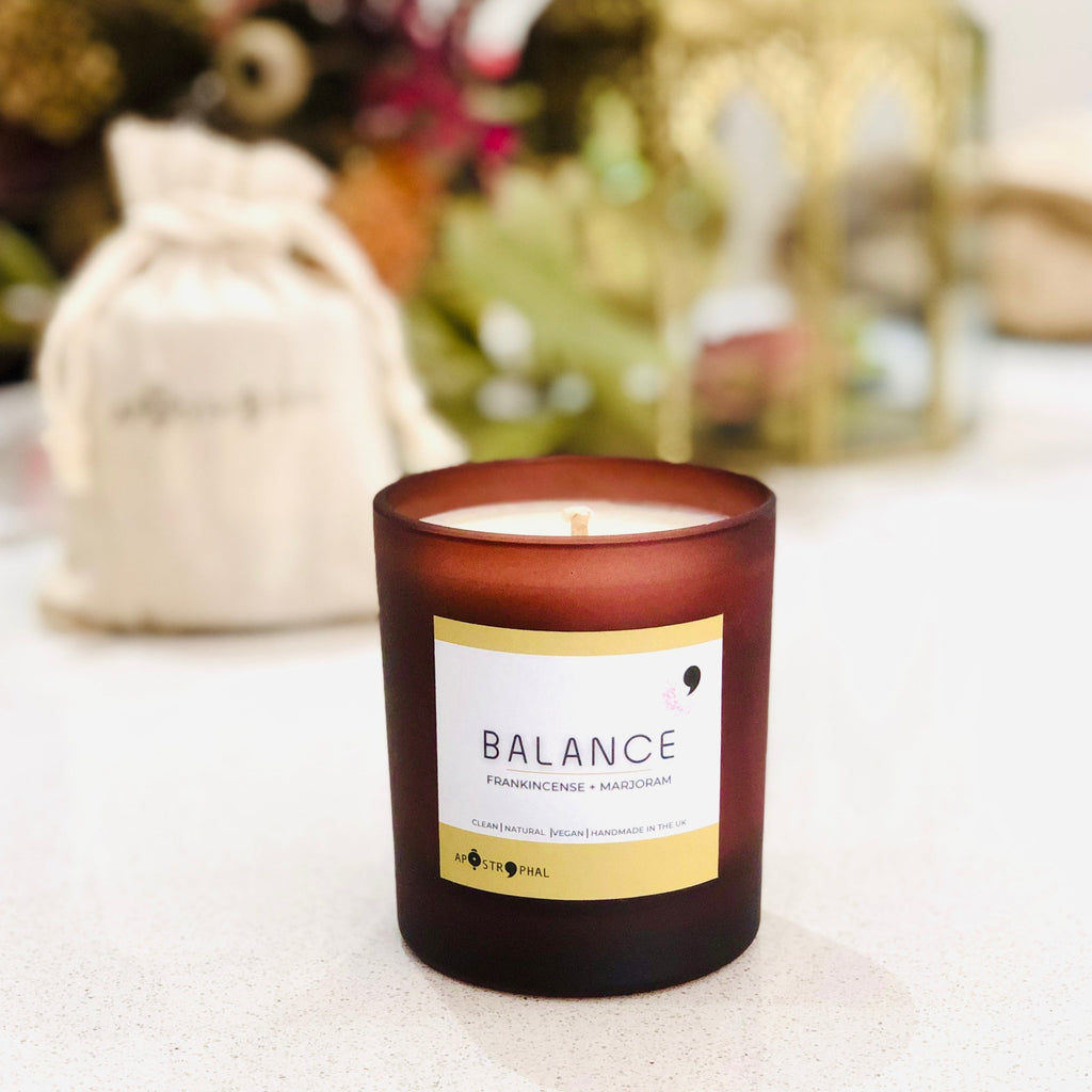 Frankinsence, Cedarwood & Spices Comforting Candle BALANCE Refillable Handmade UK