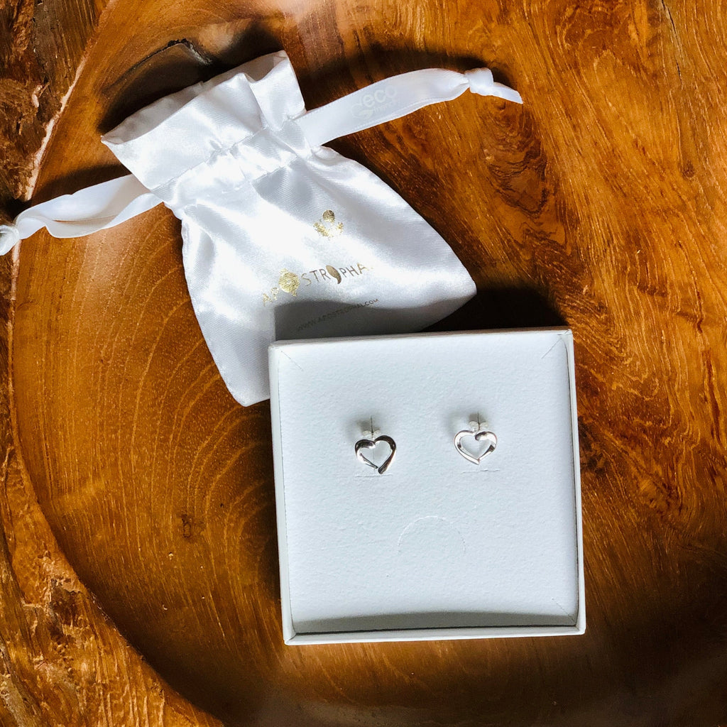 Twisted Heart Studs Earrings 925 Sterling Silver Handmade Jewellery