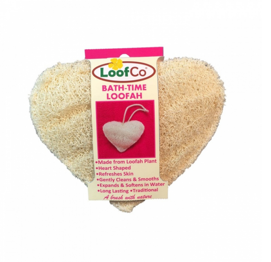 Loofco Bath Sponge Body Loofah Heart Shaped with Hanging String Natural