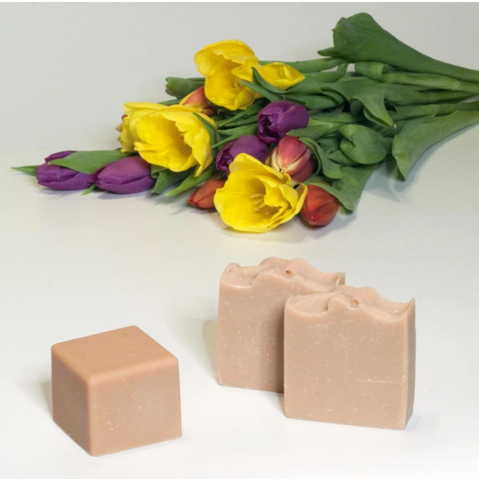 Flowery Soap Bar Pink Clay Detoxifying Natural Artisan Goat Milk Handmade in Cheshire
