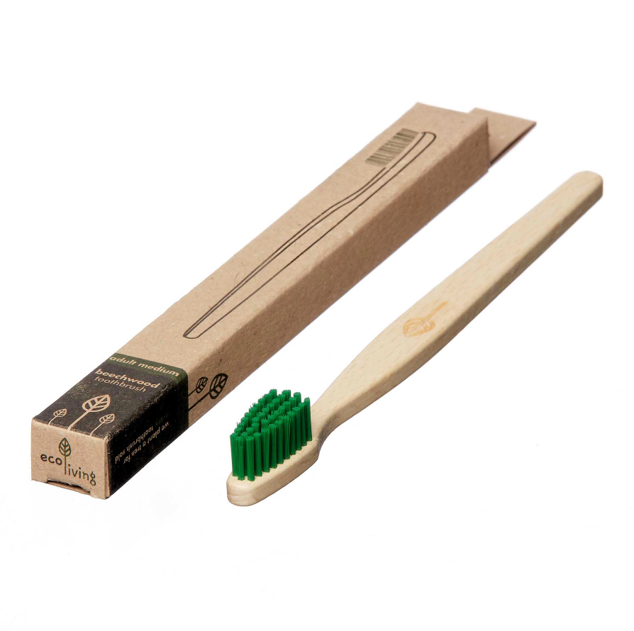 Toothbrush Adult 100% Plant-Based Bristles Beech Wood FSC 100% Plastic Free