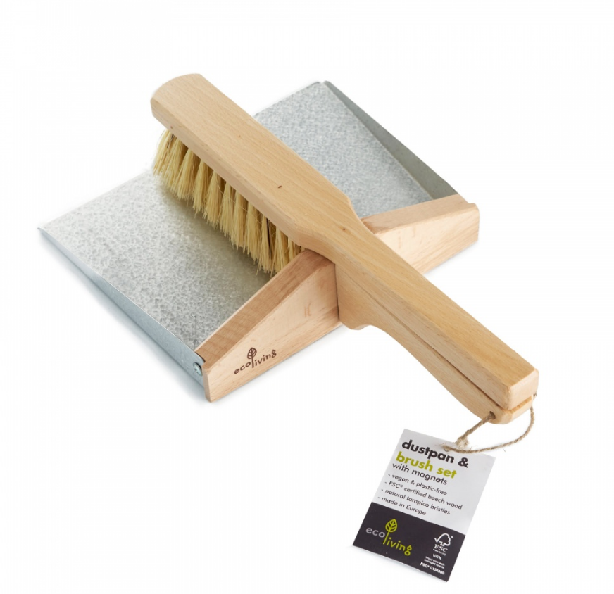 Dustpan and Natural Brush Set with Magnets 100% FSC Beechwood