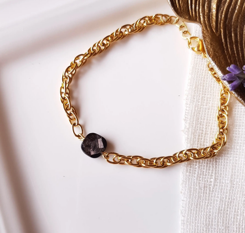 Stacking Bracelet Square Gemstone Gold  Medium Chain Handmade Jewellery Beatrice