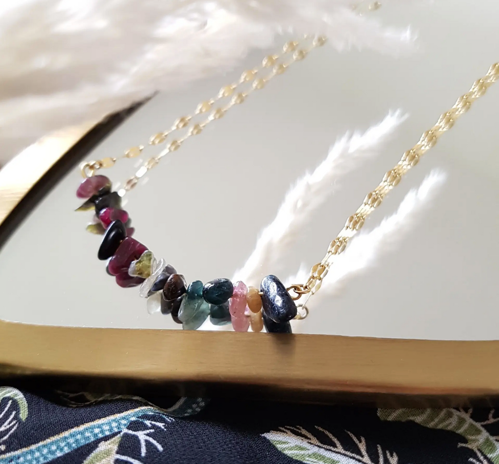 Necklace Gold Chain Tourmalines Handmade Jewellery Cally