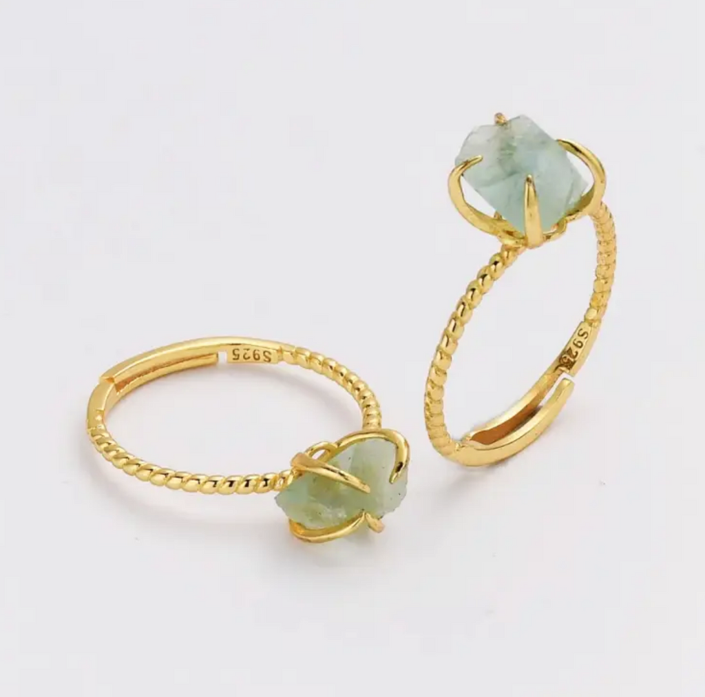 Ring Gold Twisted Natural Gemstone Handmade Jewellery