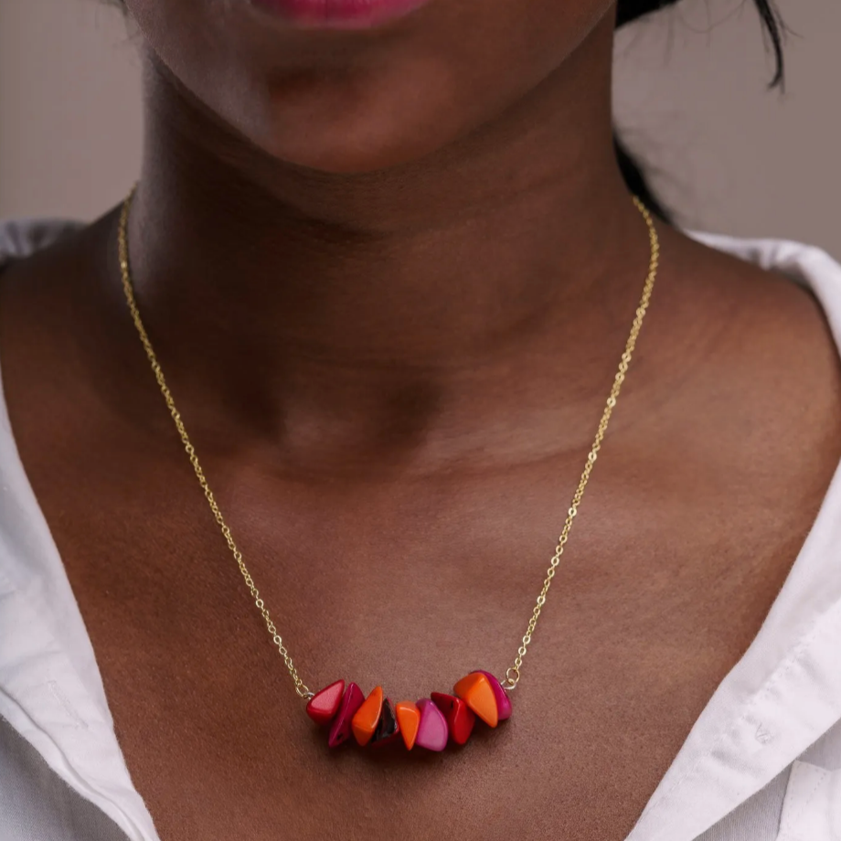 Tagua Nut Chain Necklace Amazonian Chips Organic Jewellery Handmade in UK