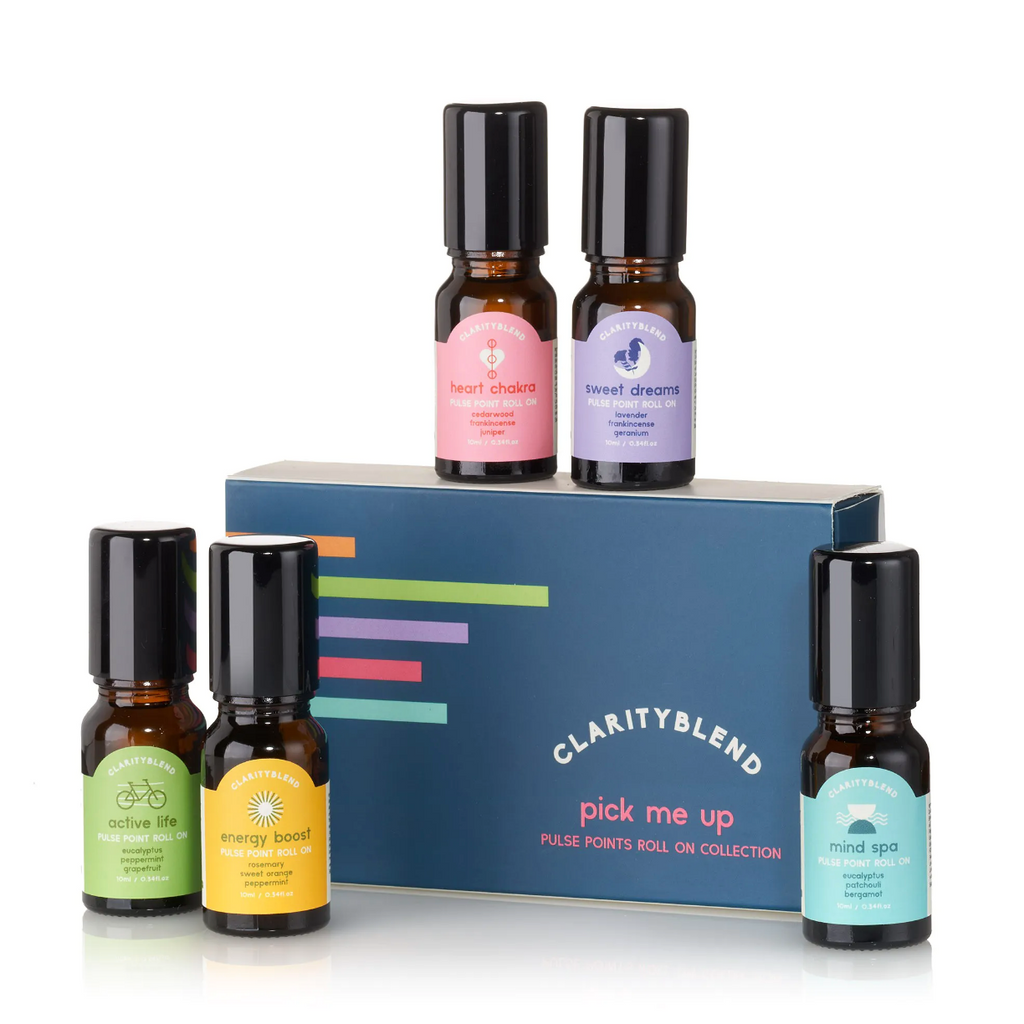 Gift Set Aromatherapy Essential Oils Pulse Points Roll On Wellbeing x5 Unit Kit Made in UK