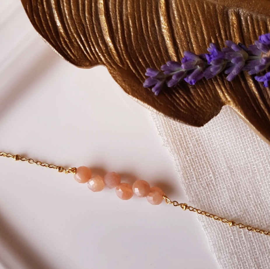 Stunning Grape Faceted Gemstones Bracelet Gold Chain Handmade Georgie