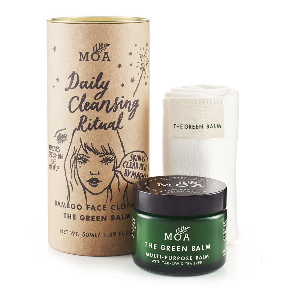 Gift Set Cleansing Balm Daily Ritual & Bamboo Face Cloth Handmade in UK by MOA