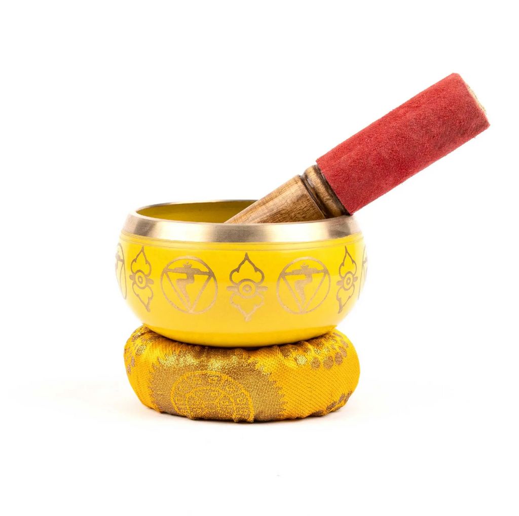 Chakra Tibetan Singing Bowl Gift Set Yellow Solar Plexus Boxed