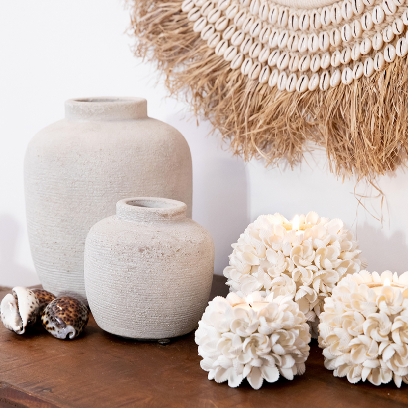 The Flower Sea Shells Tea Light Holder Organic Coastal Artisan Handmade Medium