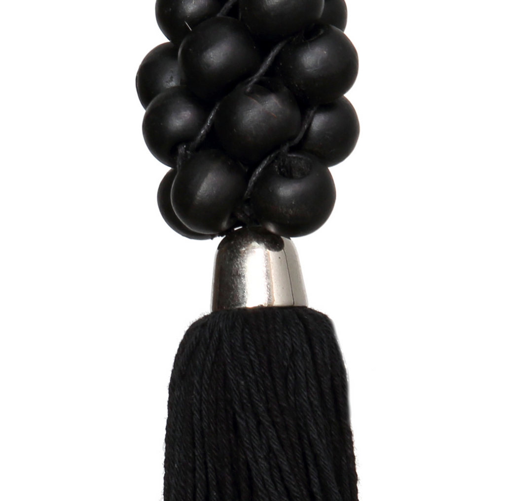 Keychain Wooden Beads Cotton Handmade Black