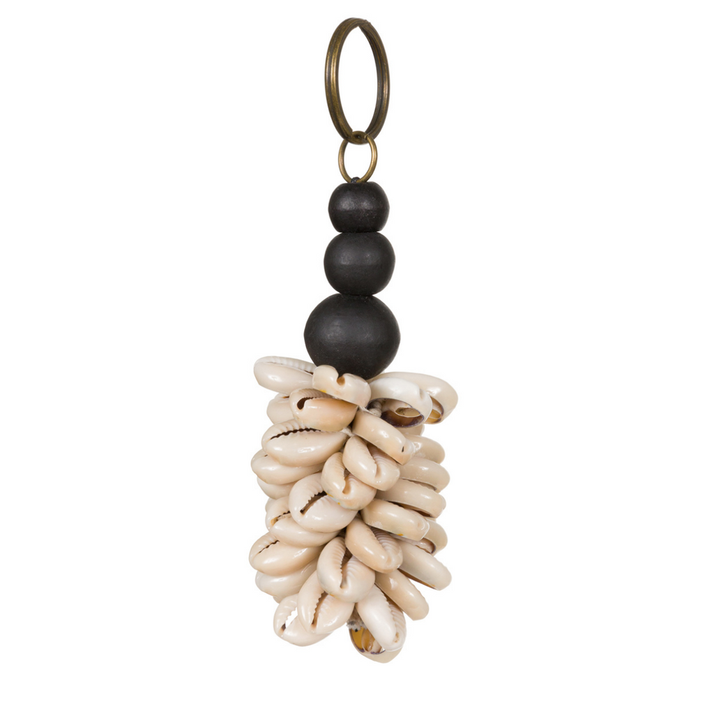 Keychain Shells Wooden Beads Handmade Natural-Black The Canggu