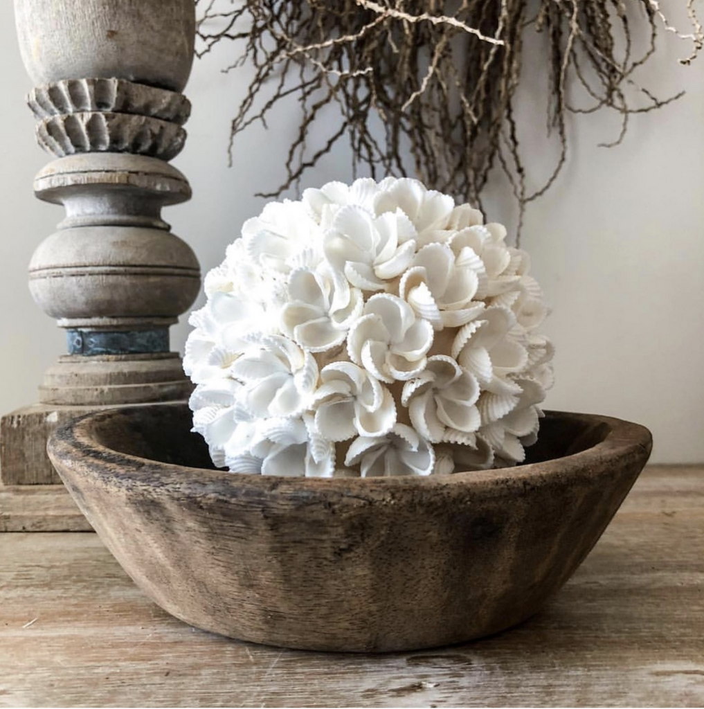The Flower Shell Ball Handmade with Organic Sea Shells Boho Home Decor Medium