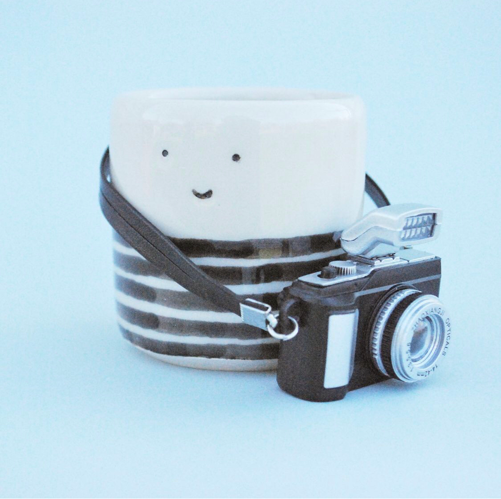 Espresso Coffee Ceramic Cup Sailor Smiley Face Handmade in Kent UK