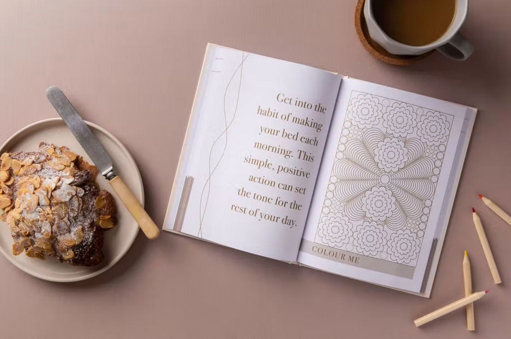 Gift Set Wellbeing Morning Notes Journal & Golden Pen Printed in the UK